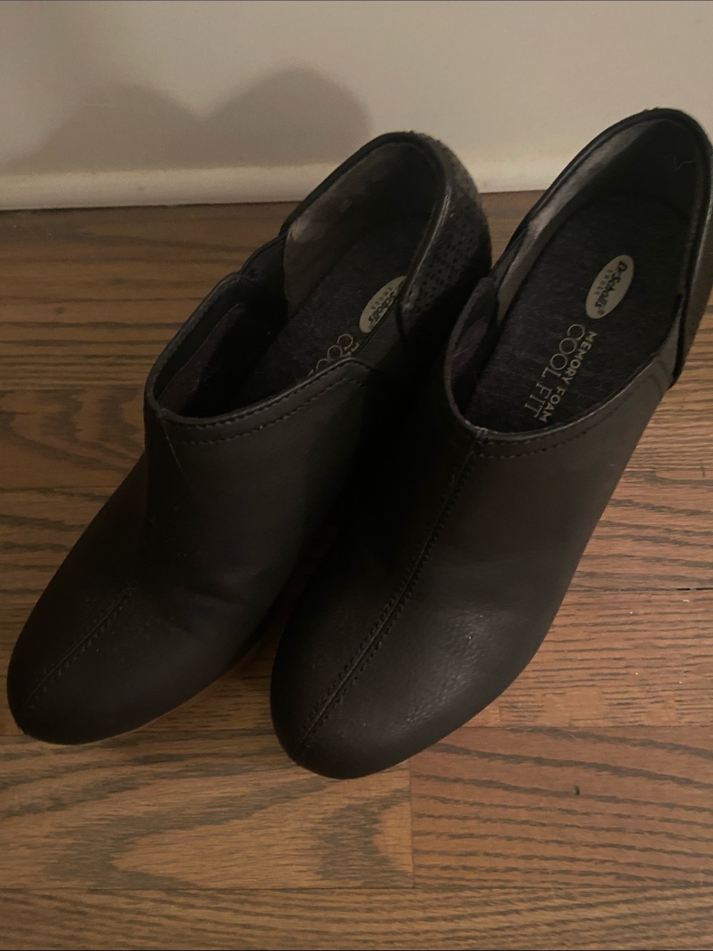 Dr. Scholl's Black Leather-Look Slip-On Clogs